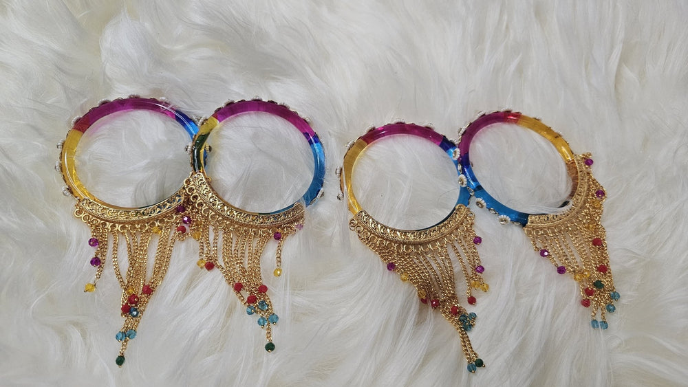 Joipuri hand work glass bangle with tassel premium quality - ALISHBA FASHION