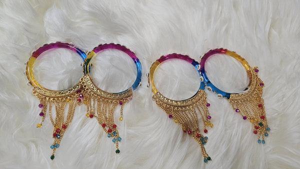 Joipuri hand work glass bangle with tassel premium quality - ALISHBA FASHION