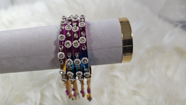 Joipuri hand work glass bangle with tassel premium quality - ALISHBA FASHION